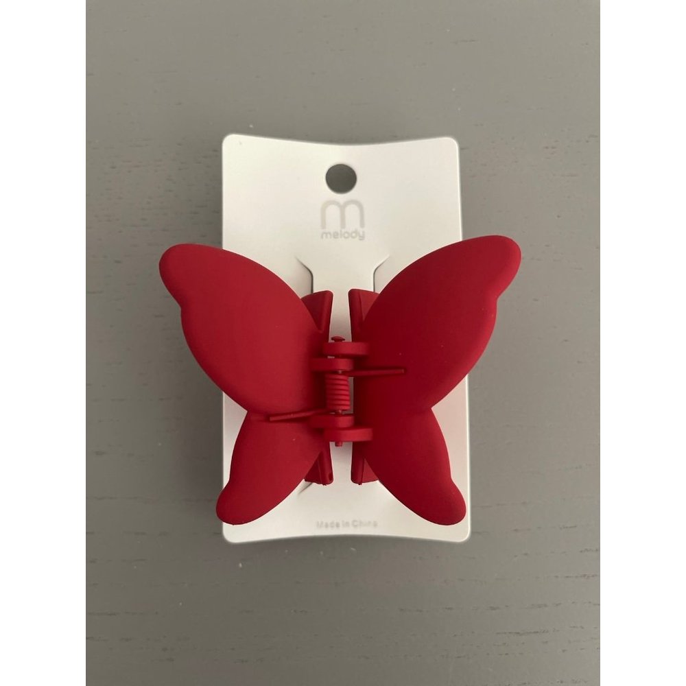 NEW RED BUTTERFLY HAIR CLIP SOFT MATTE COLOR HAIR ACCESSORIES